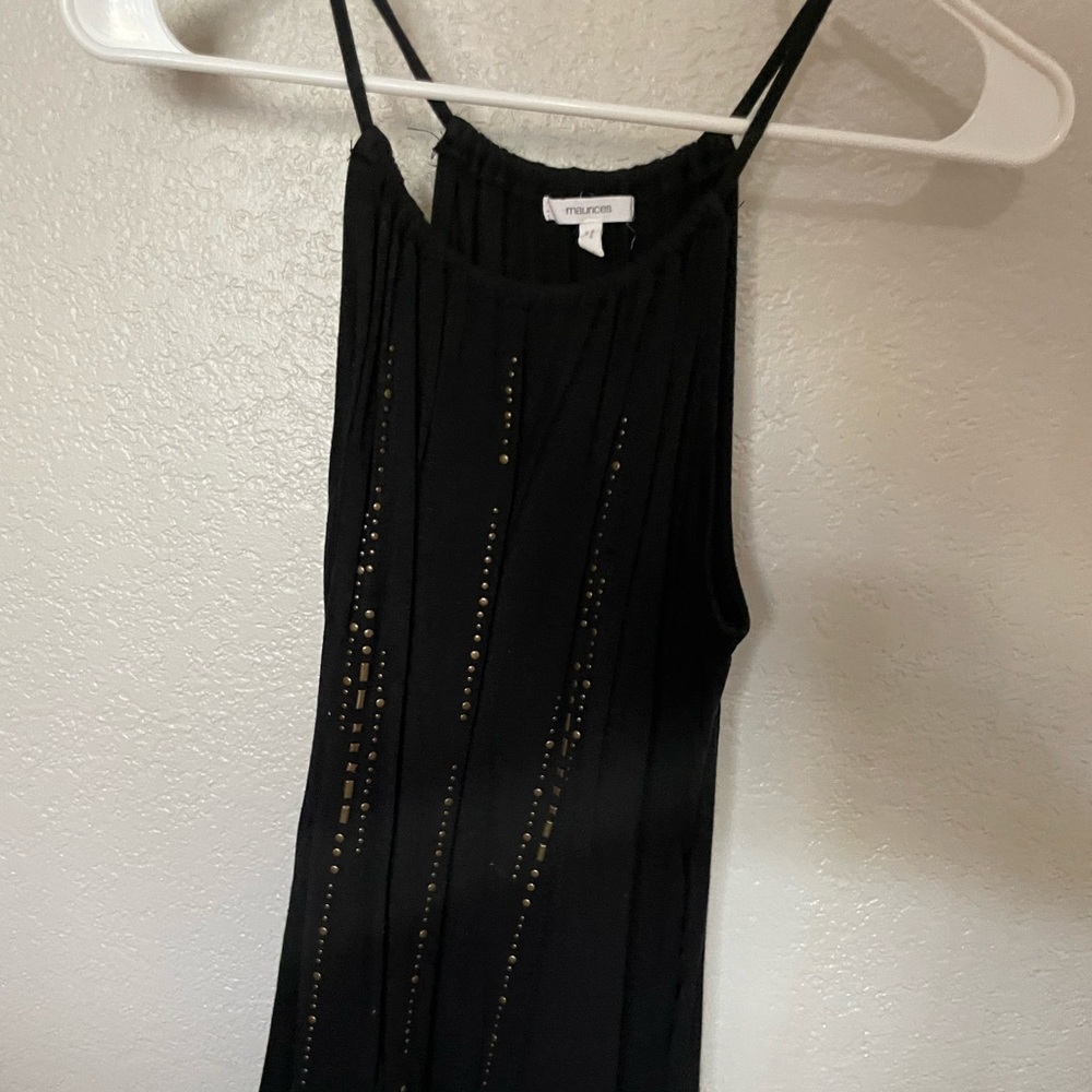 XS, Maurice’s, black tank top with metallic accents